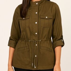 Jones NY Utility Sports Cargo Drawstring Military Green Jac… Outdoor